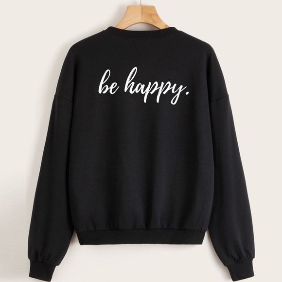 Be Happy Unisex Graphic Crewneck Sweatshirt - Picture 1 of 3
